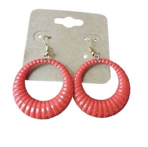 Chunky Orange Acrylic Crescent Hoop Earrings Glossy 80s Retro Vibe Lightweight